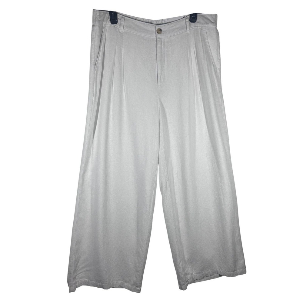 Liz Claiborne White Linen‎ Blend Wide Leg High Rise Pants Womens Size 12 NWT